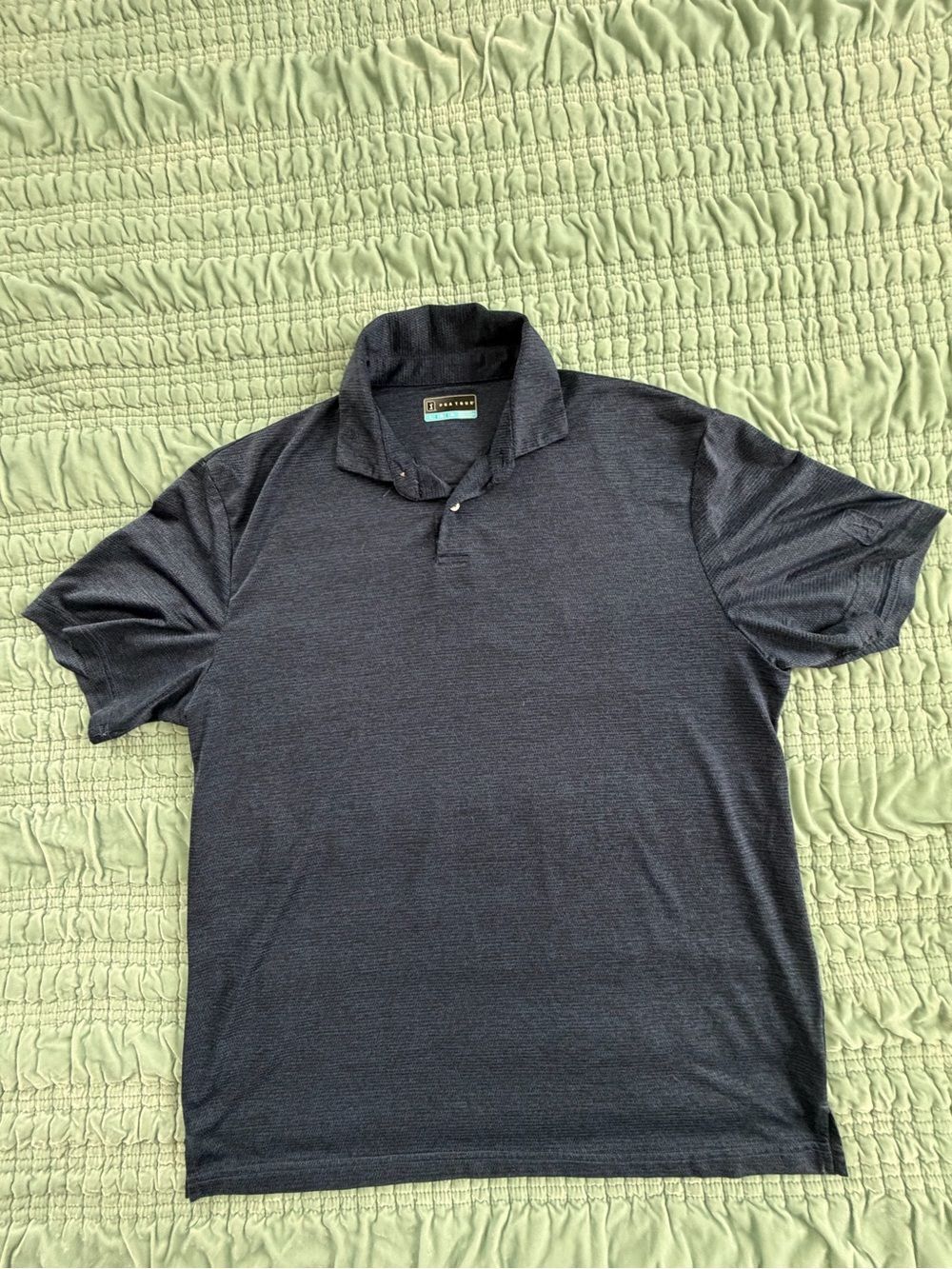 PGA Tour Men's Heathered Navy Short-Sleeve Polo-Large